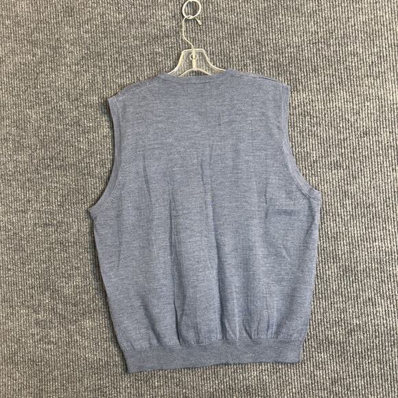 John Ashford Men Sweater Vest Size Large Blue Italian Merino Wool Classic Preppy - Picture 7 of 9